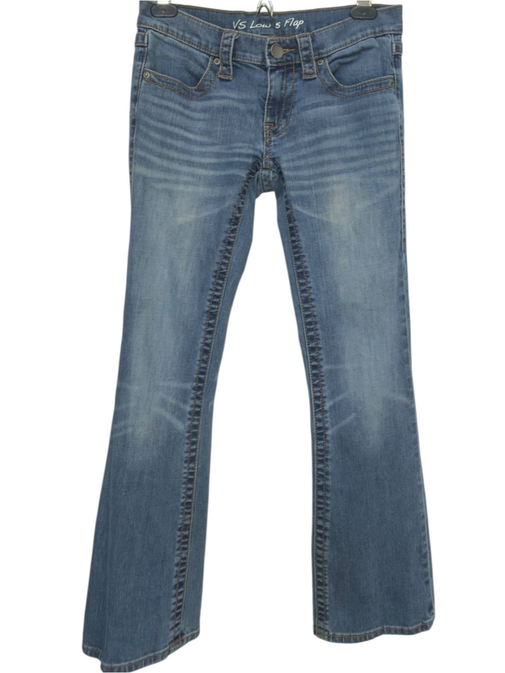 Victoria’s Secret Low 5 Flap Pocket Blue Denim Flare Jeans. 4.